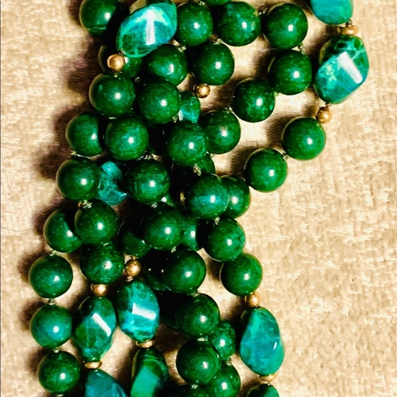 Genuine Malachite Necklace with Gold Spacers - Picture 1 of 9